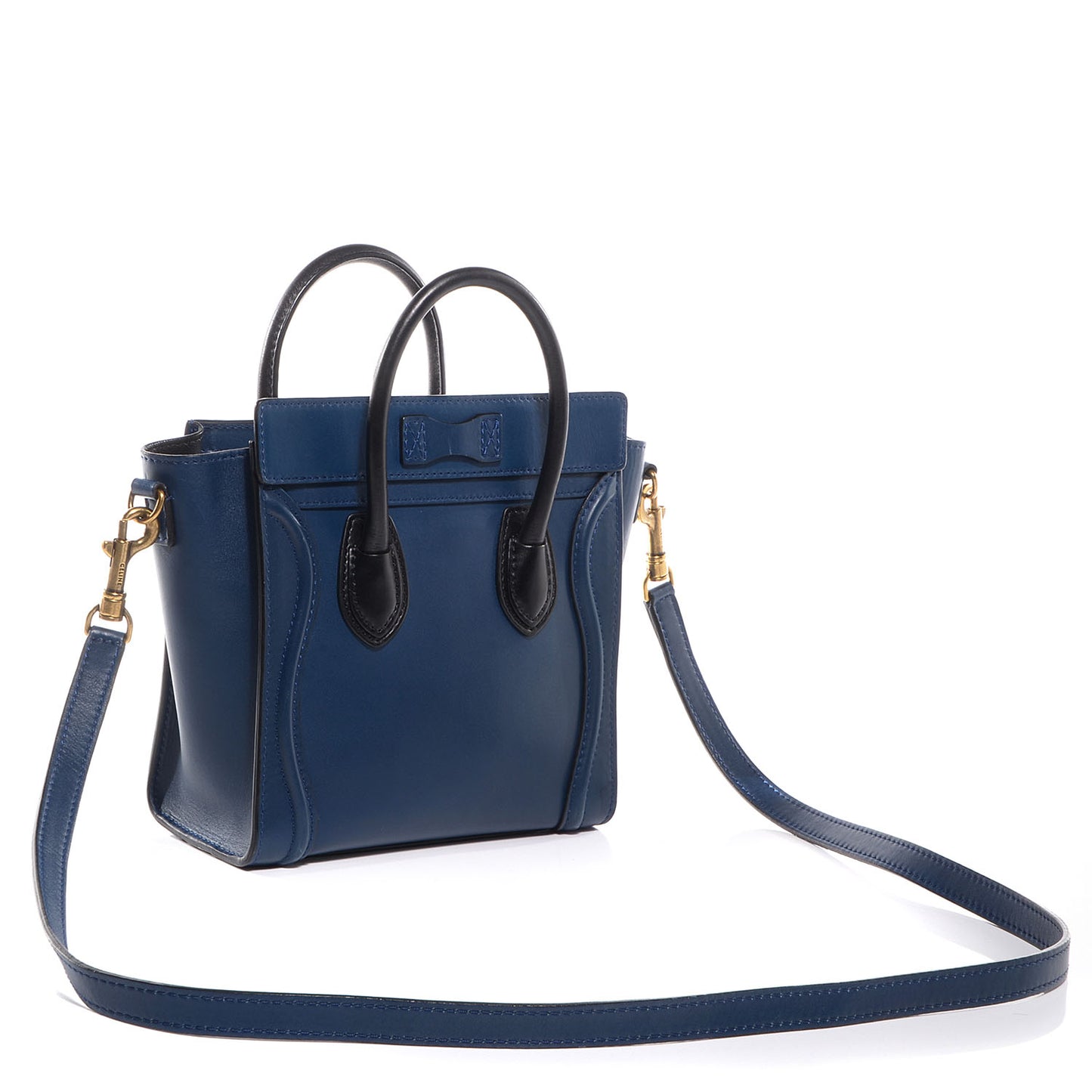 Smooth Calfskin Nano Luggage Ocean Blue Black