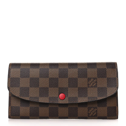 Louis Vuitton Damier Ebene Emilie Wallet Red 1 of 8
