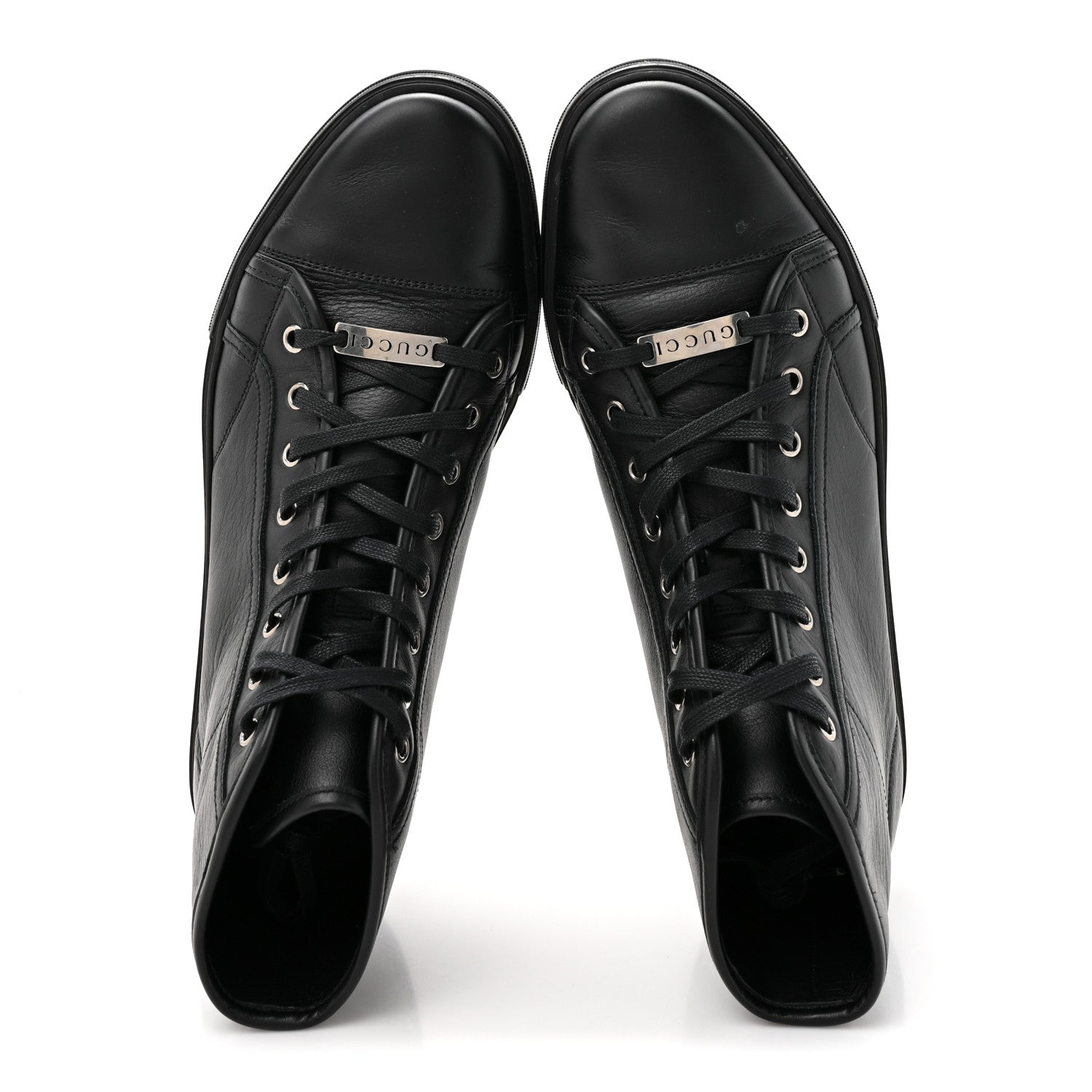 Gucci Miro Soft Calfskin Mens High Top Sneakers 10 Black 2 of 10
