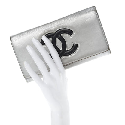 Chanel Lambskin Large CC Flap Wallet Silver 2 of 22