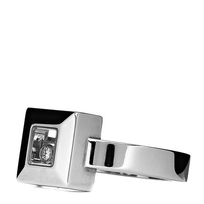 Chopard 18K White Gold Diamond Happy Diamond Square Ring 53 6.5 3 of 8