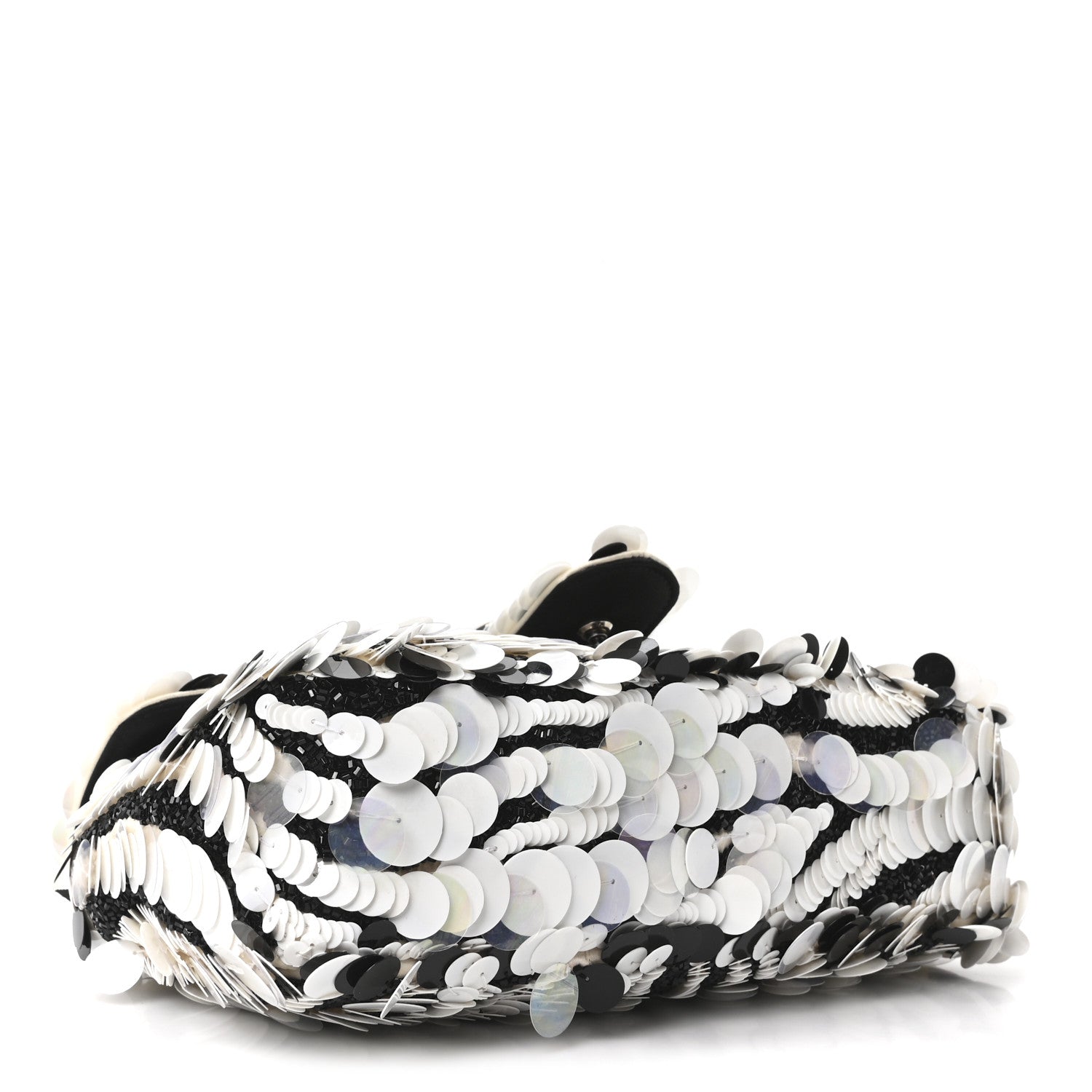 Gucci Satin Sequin Beaded Zebra Small GG Marmont Shoulder Bag Black White 4 of 10