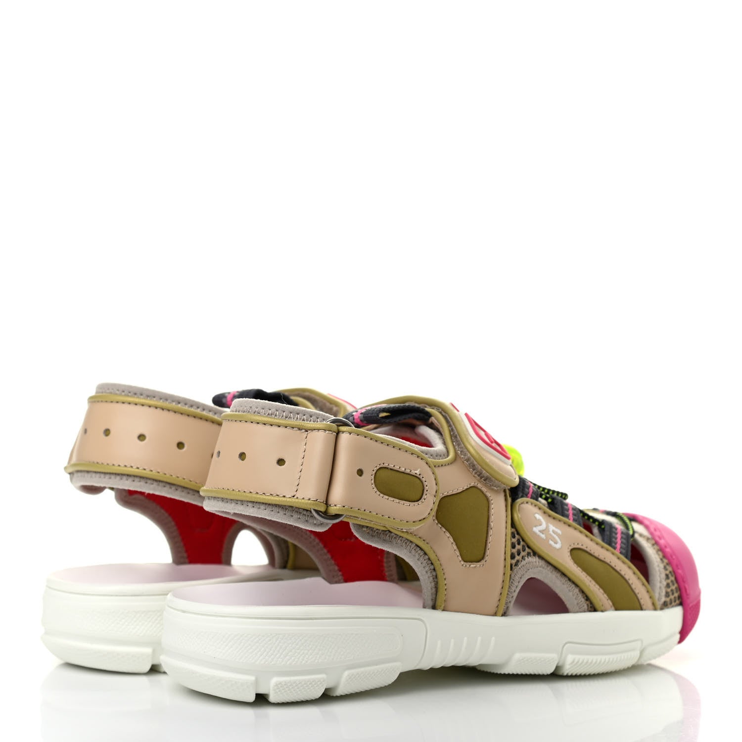 Gucci Mesh Fabric Tinsel Sport Sandals 35.5 Loess Sand Box Pink 3 of 5