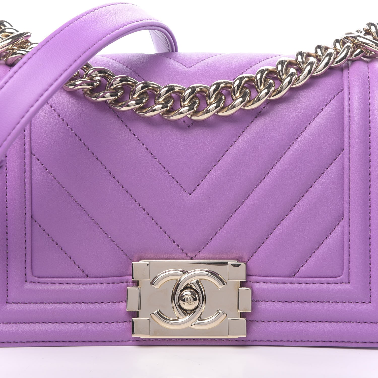 Chanel Lambskin Chevron Quilted Small Boy Flap Purple 8 of 11