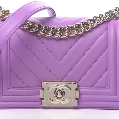 Chanel Lambskin Chevron Quilted Small Boy Flap Purple 8 of 11