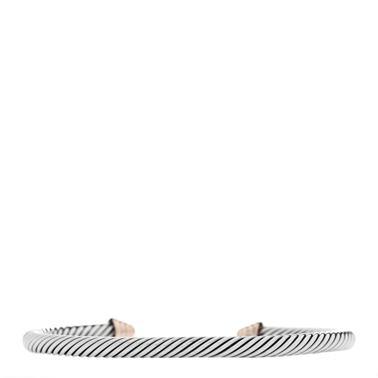 David Yurman Sterling Silver 14K Yellow Gold 4mm Cable Classics Bracelet 2 of 3