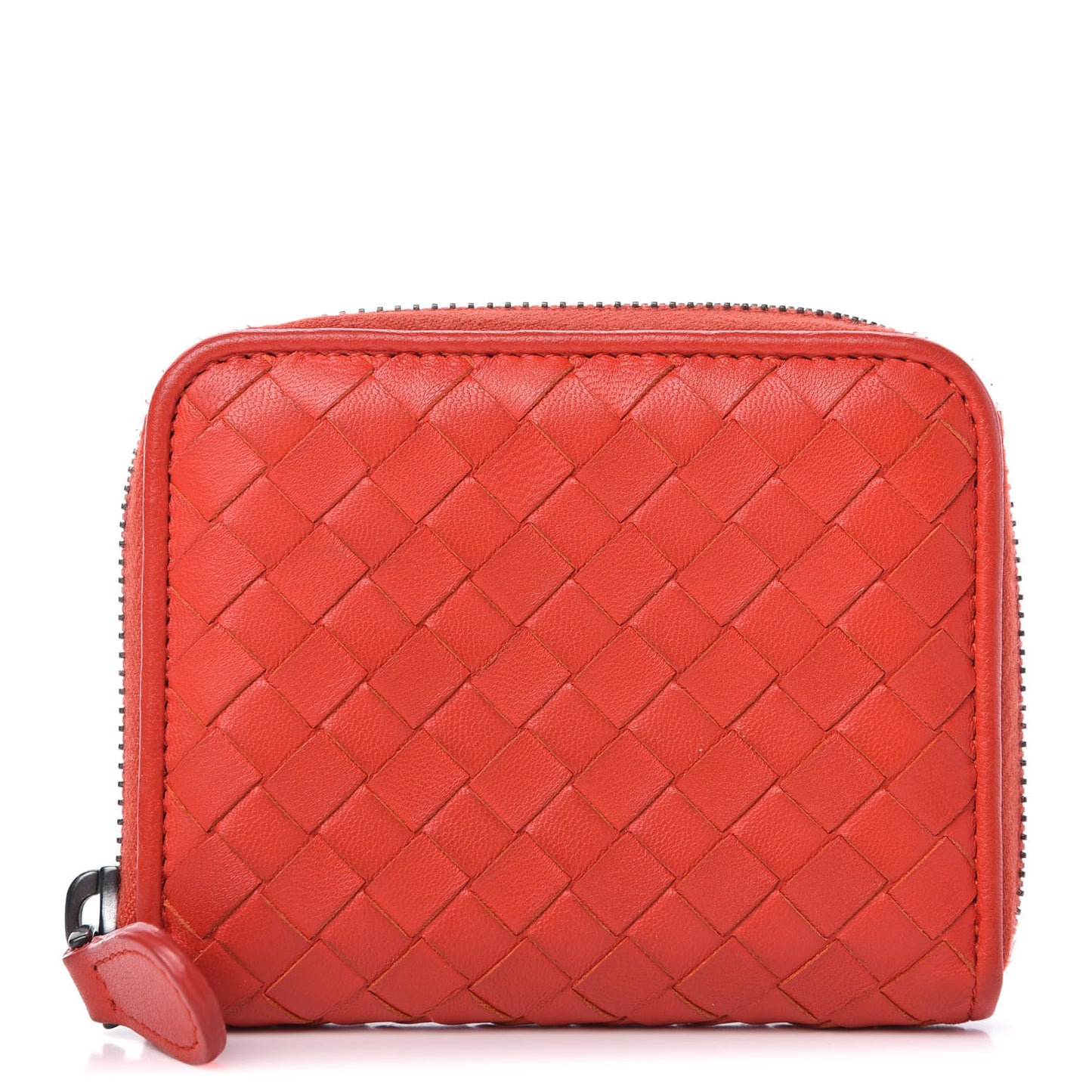 Nappa Intrecciato Zip Around Coin Purse Red