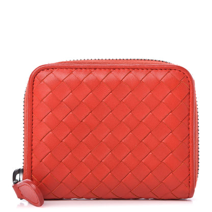 Bottega Veneta Nappa Intrecciato Zip Around Coin Purse Red 1 of 8
