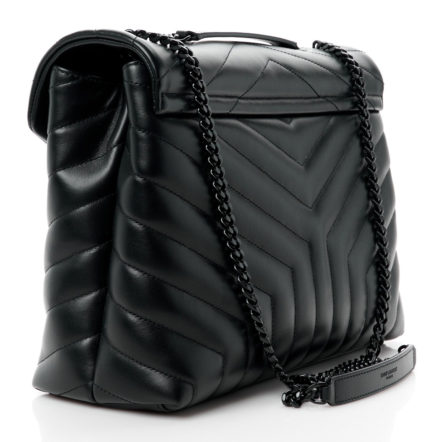 Saint Laurent Calfskin Y Quilted Monogram Monochrome Medium Loulou Chain Satchel Black 3 of 11