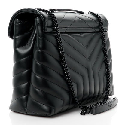 Saint Laurent Calfskin Y Quilted Monogram Monochrome Medium Loulou Chain Satchel Black 3 of 11