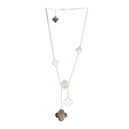 Van Cleef & Arpels 18K White Gold Mother of Pearl Chalcedony 6 Motifs Magic Alhambra Necklace 3 of 6