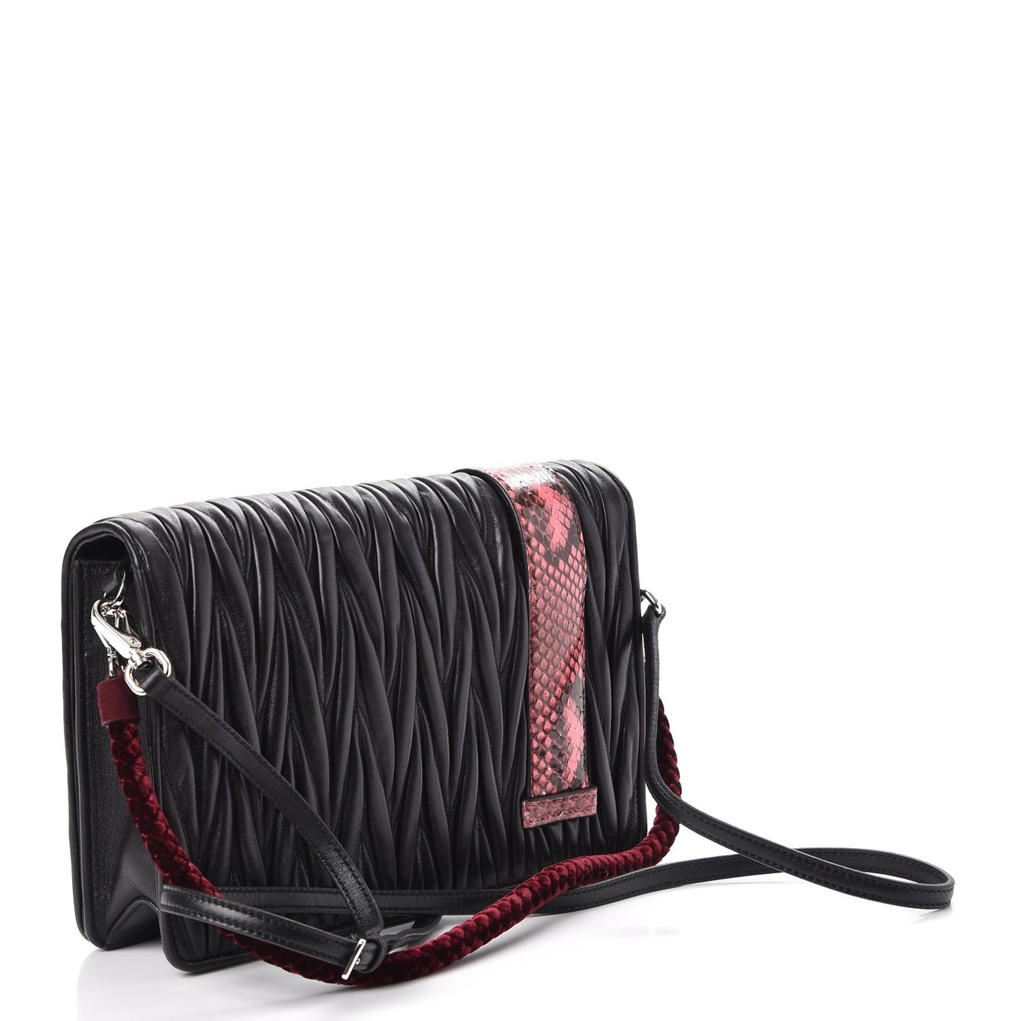 Nappa Matelasse Ayers Crystal Embellished Shoulder Bag Nero Black Rosa