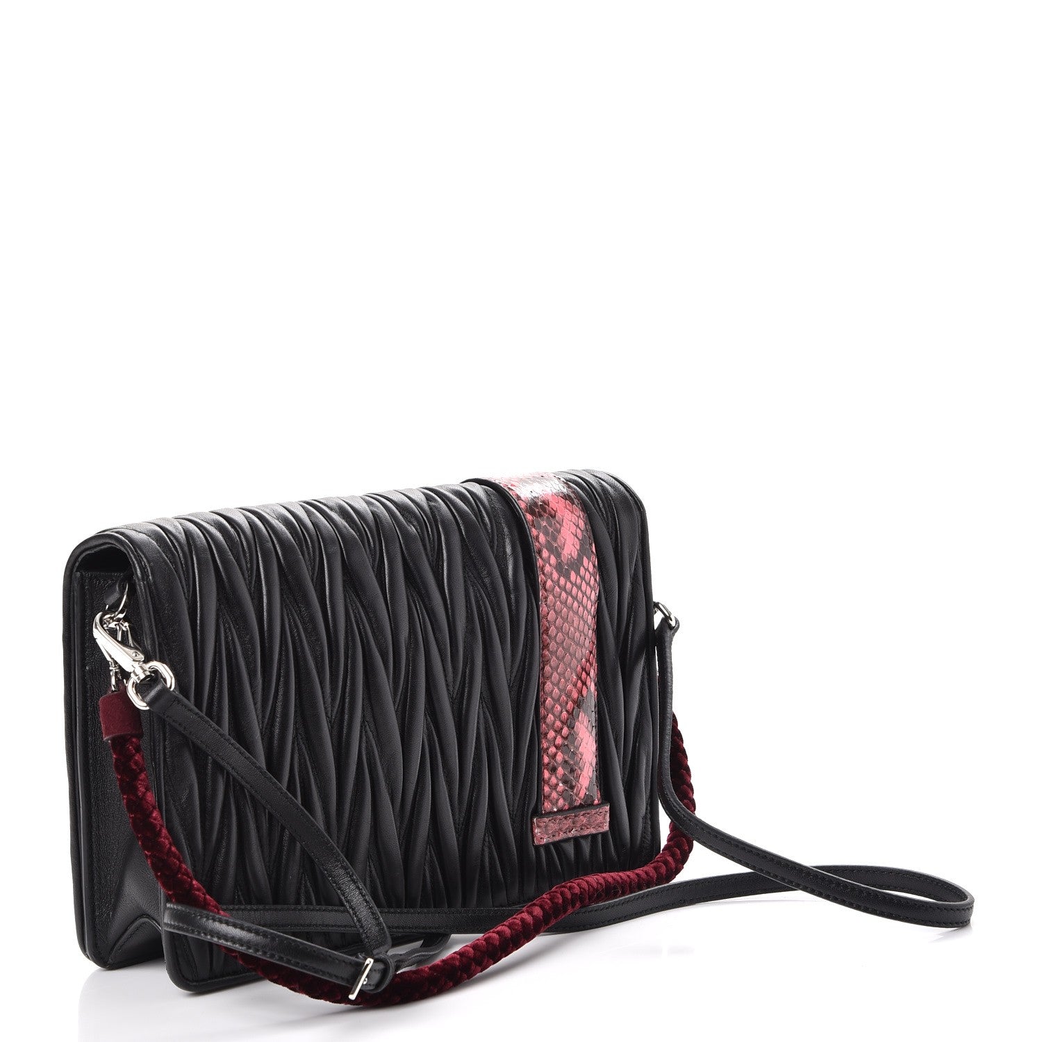 Miu Miu Nappa Matelasse Ayers Crystal Embellished Shoulder Bag Nero Black Rosa 4 of 10