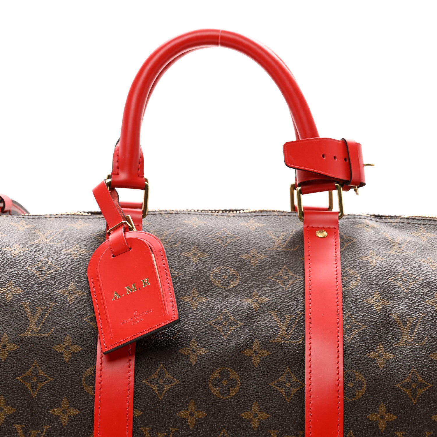 Louis Vuitton Calfskin Monogram Keepall Bandouliere 50 Coquelicot 4 of 9