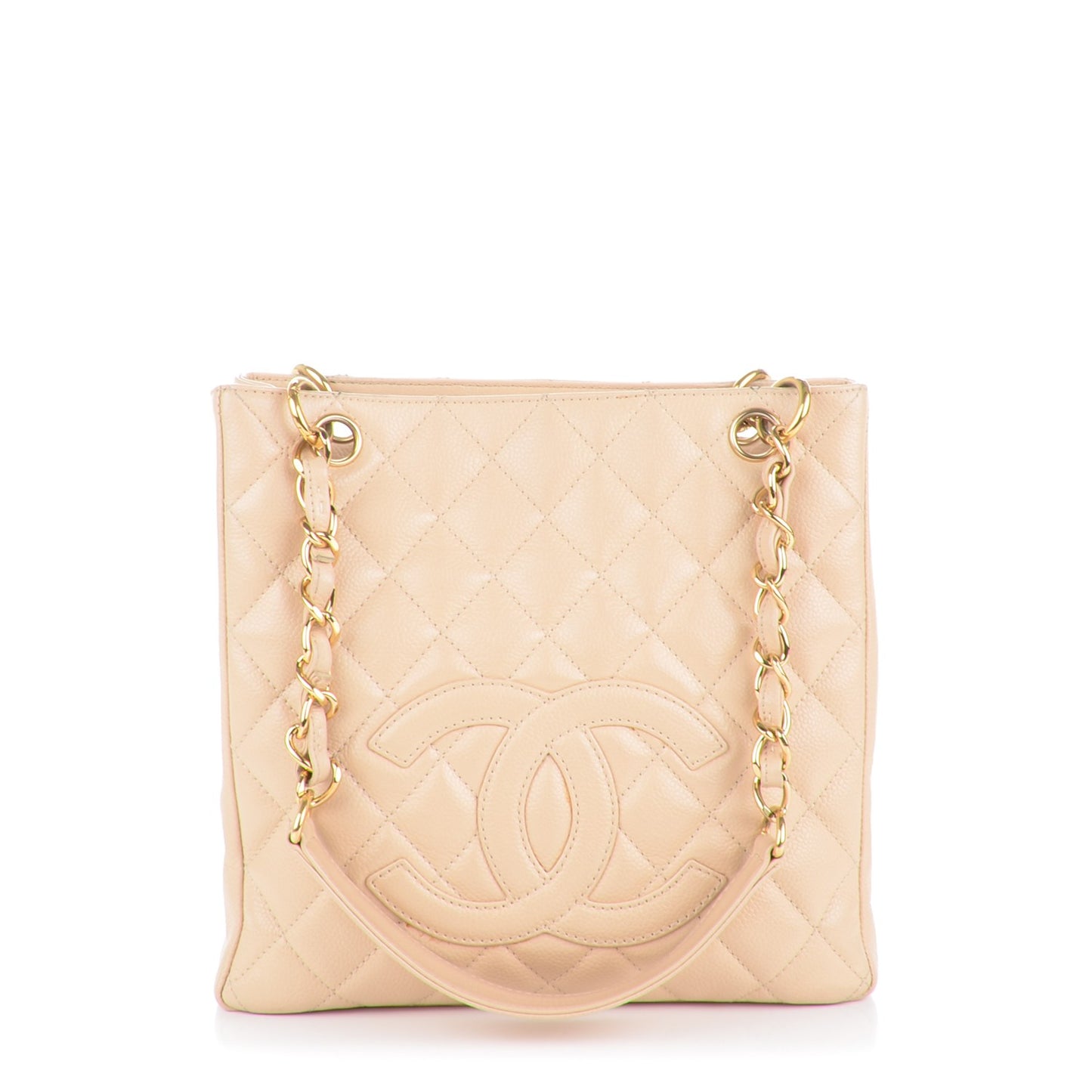Caviar Quilted Petit Shopping Tote PST Beige Clair