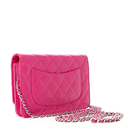 Chanel Lambskin Quilted Wallet On Chain WOC Pink 3 of 11