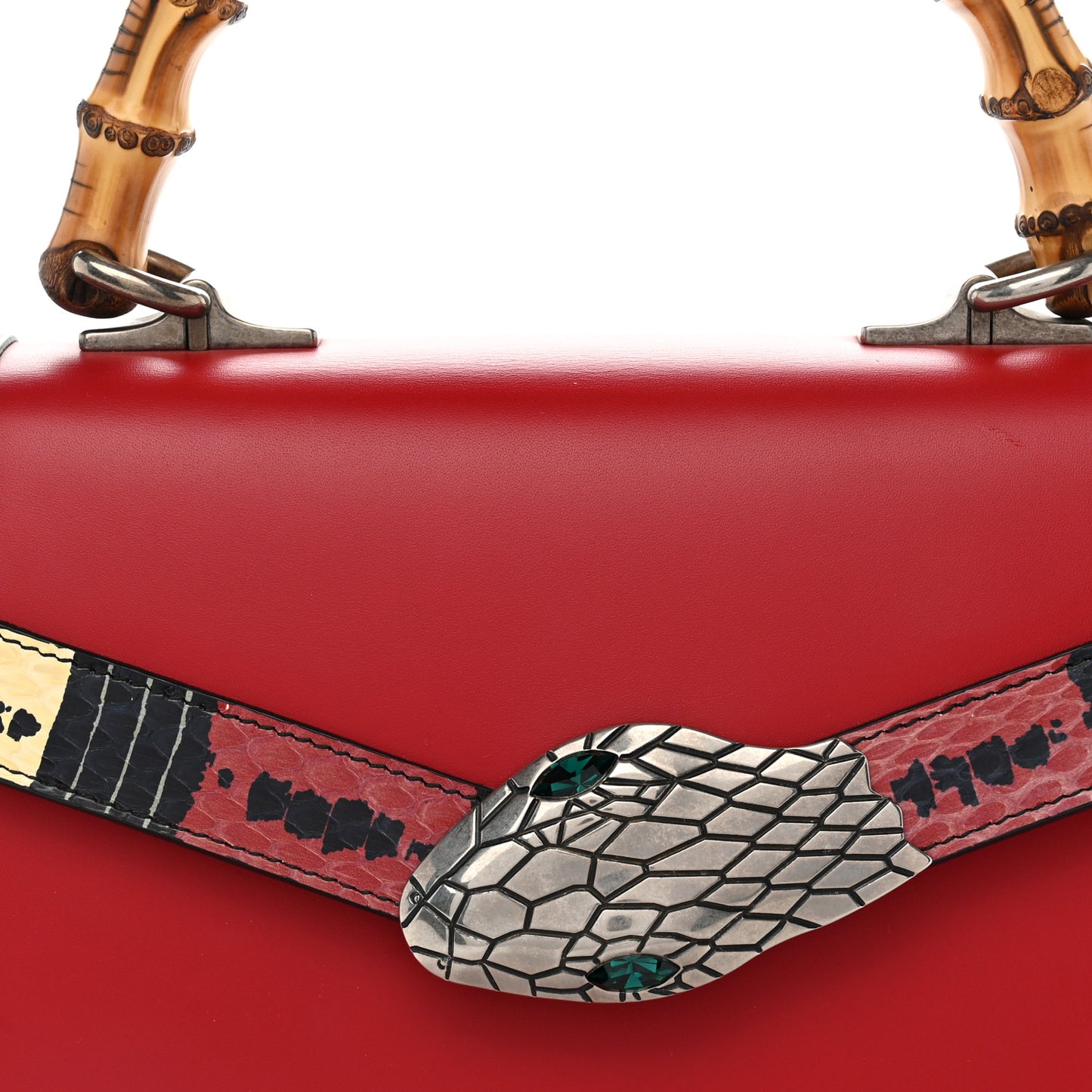 Calfskin Snakeskin Small Lilith Top Handle Bag Red
