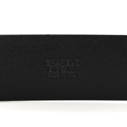 Chanel Crumpled Calfskin Lambskin Pearl CC Belt 80 32 Black 3 of 7