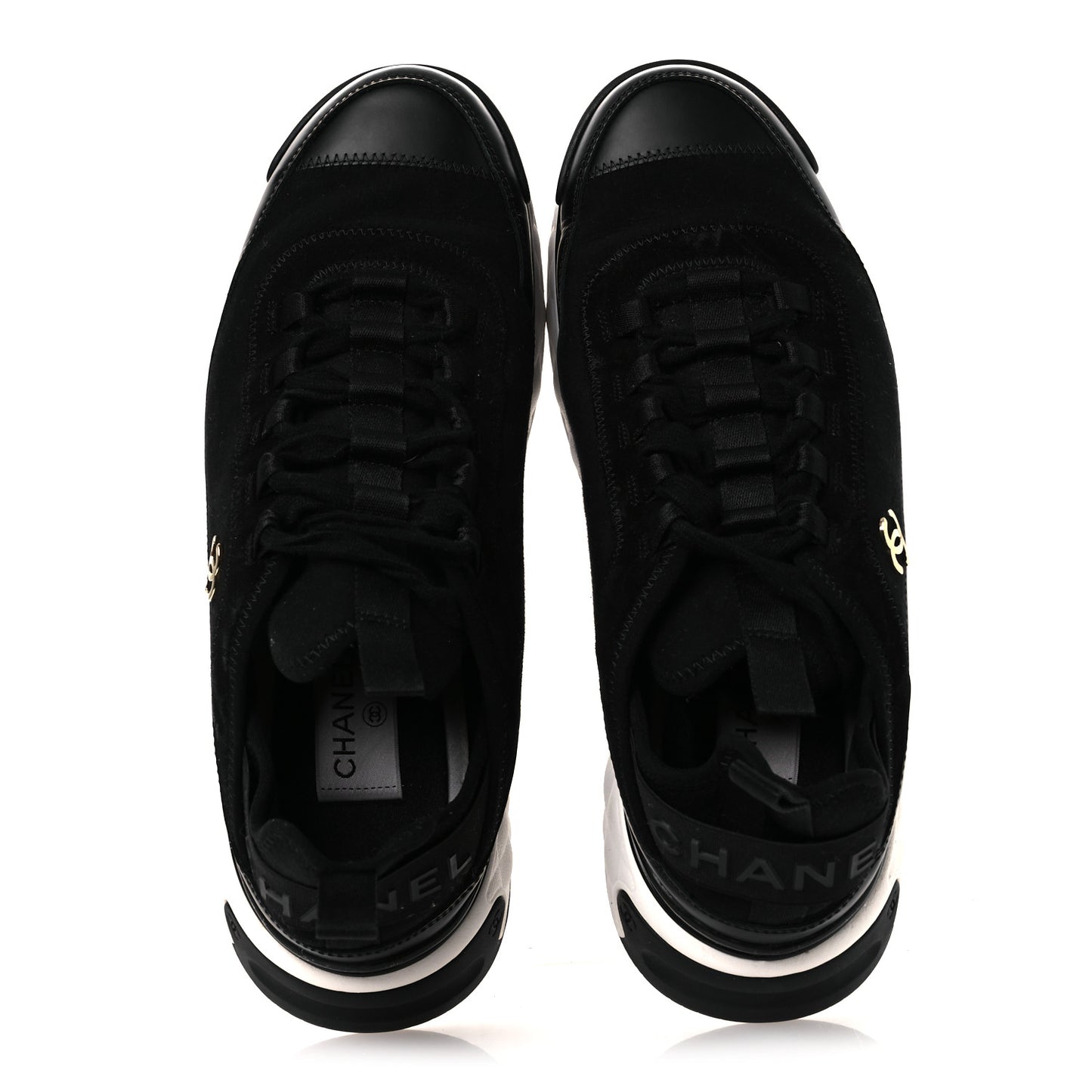 Velvet Calfskin Mixed Fibers CC Sneakers 40.5 Black