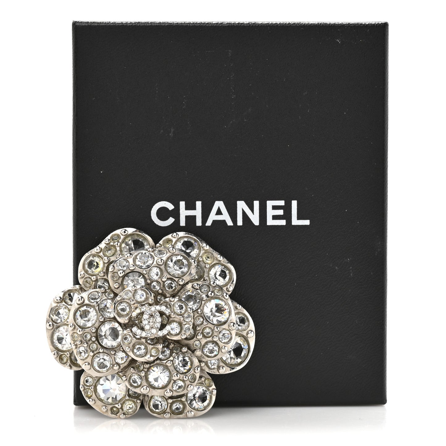 Swarovski Crystal Camellia CC Brooch Silver
