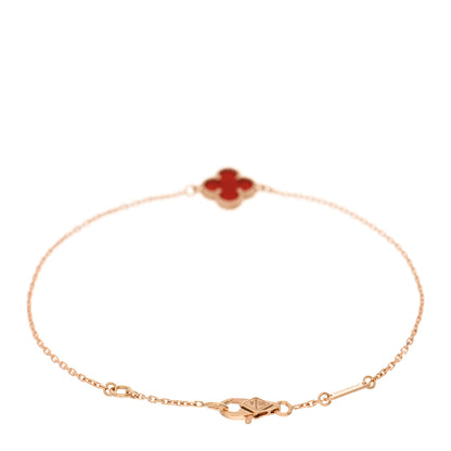 Van Cleef & Arpels 18K Rose Gold Carnelian Sweet Alhambra Bracelet 2 of 4