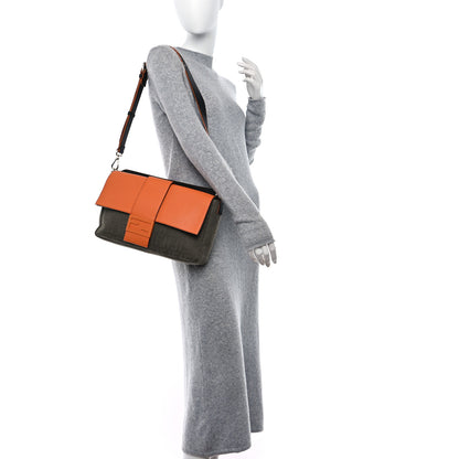 Fendi Canvas Cuoio Roma Vitello Grace Light FF Large Baguette Military Brown Arancio Multicolor 2 of 8