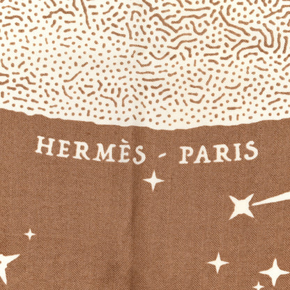 Hermes Silk Cashmere Clair De Lune Shawl 140 Camel White 2 of 5