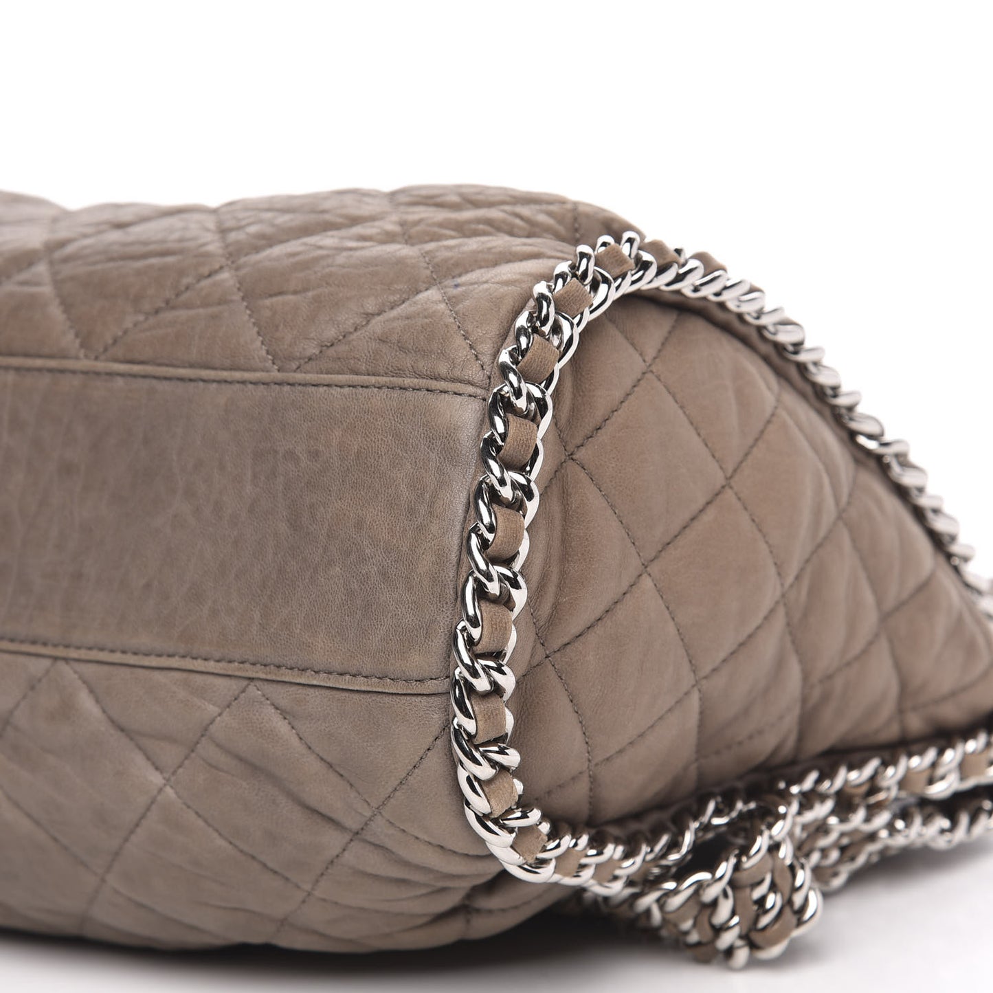 Washed Lambskin Chain Around Hobo Taupe