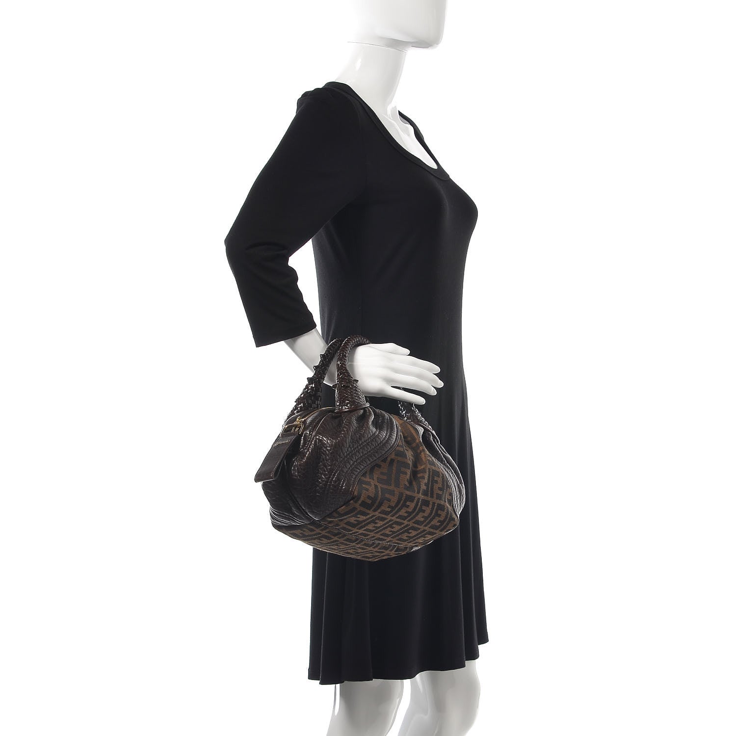 Fendi Zucca Nappa Nuvolata Vitello Tortuga Spy Bowler Tobacco Moro 2 of 11