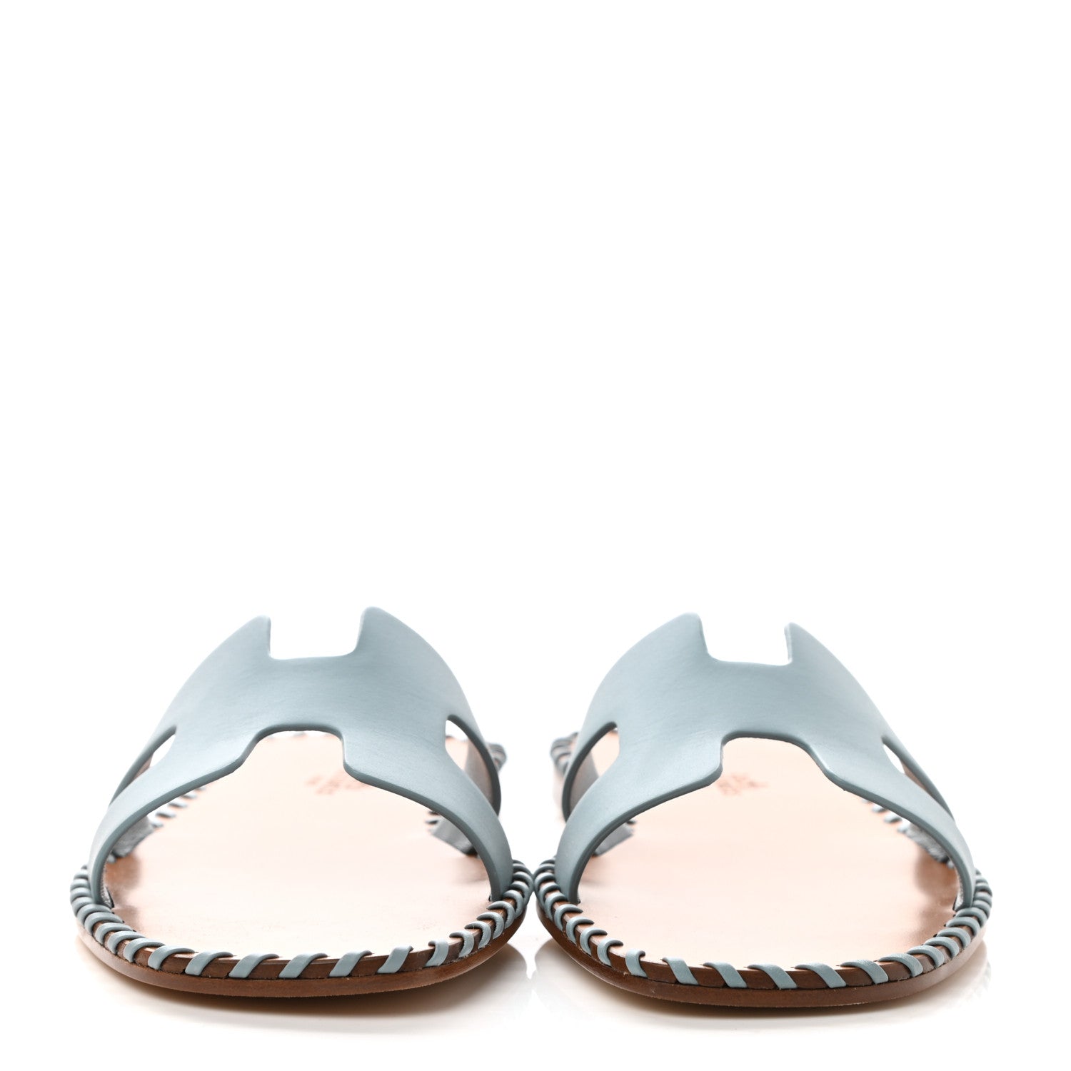 Hermes Box Calfskin Braided Oran Sandals 36.5 Vert D'Eau 2 of 9