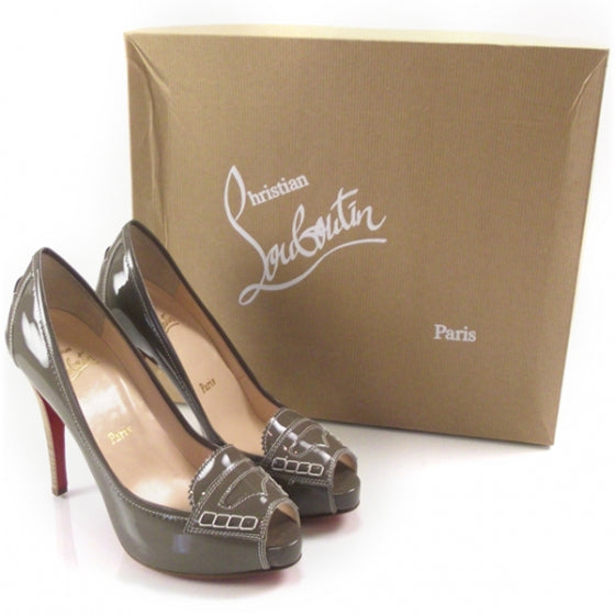 Christian Louboutin Patent Peniche Loafer Pumps 37.5 Gray 4 of 7