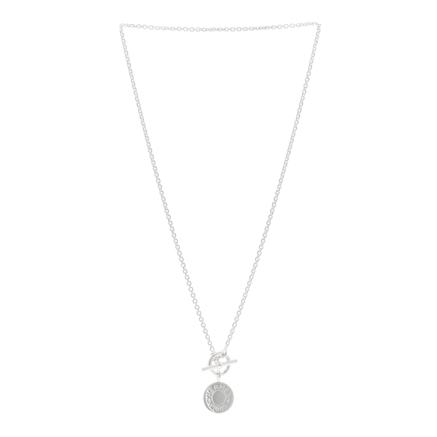 Hermes Sterling Silver Amulettes H Confettis Pendant Necklace 3 of 5