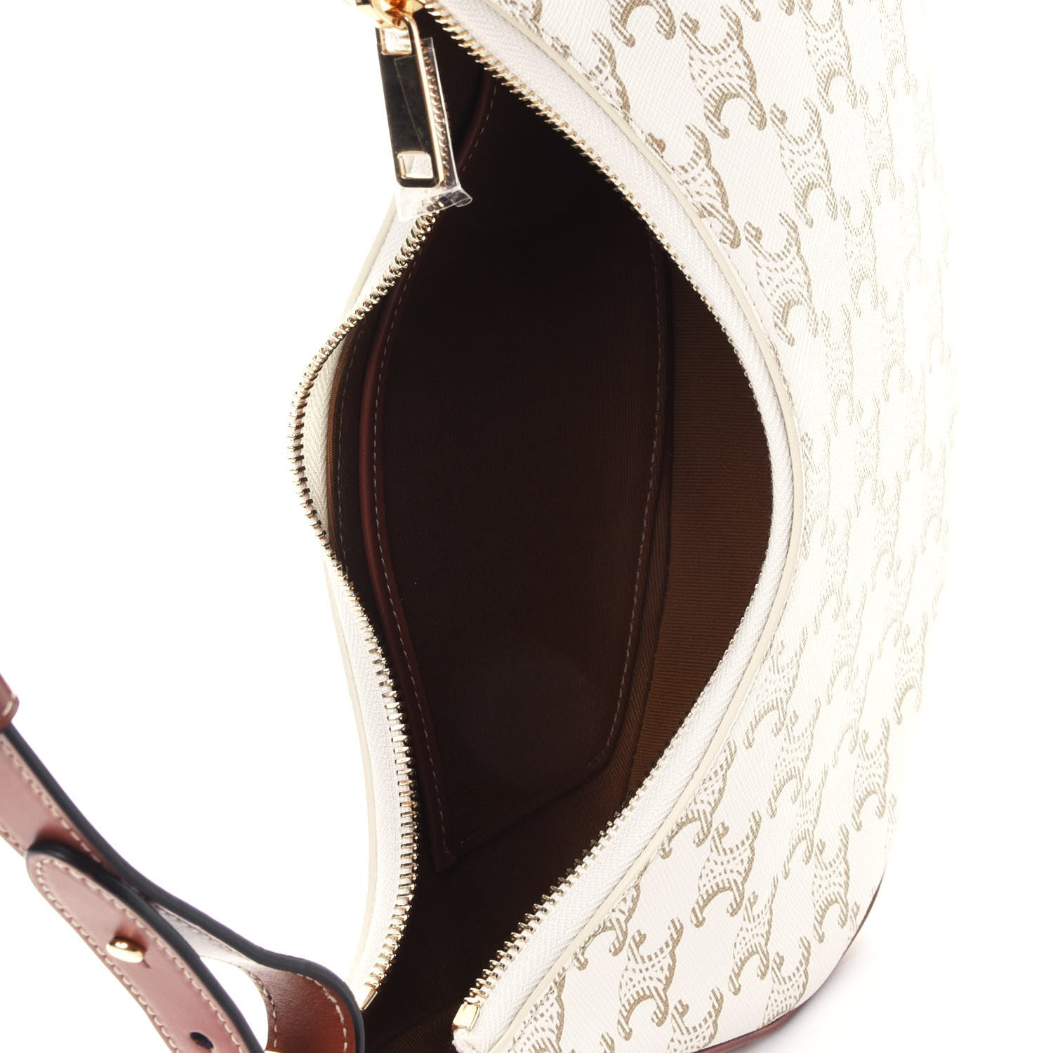 Celine Canvas Calfskin Ava Triomphe Shoulder Bag White 4 of 4