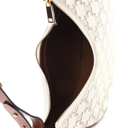 Celine Canvas Calfskin Ava Triomphe Shoulder Bag White 4 of 4