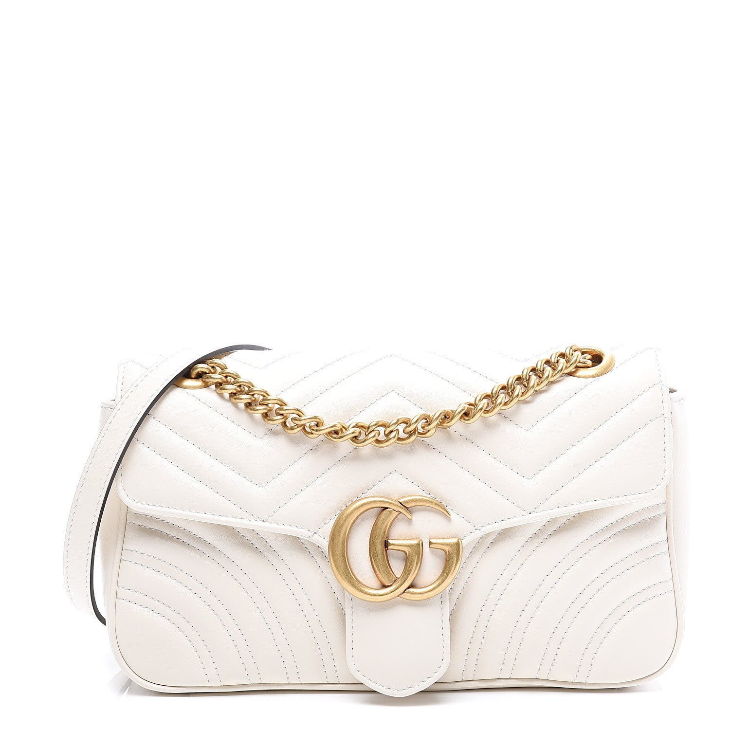 Gucci Calfskin Matelasse Small GG Marmont Shoulder Bag White 1 of 10