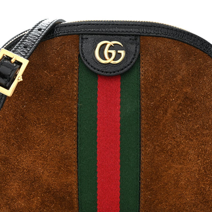 Gucci Suede Patent Web Small Ophidia Dome Shoulder Bag Nocciola Black 8 of 10