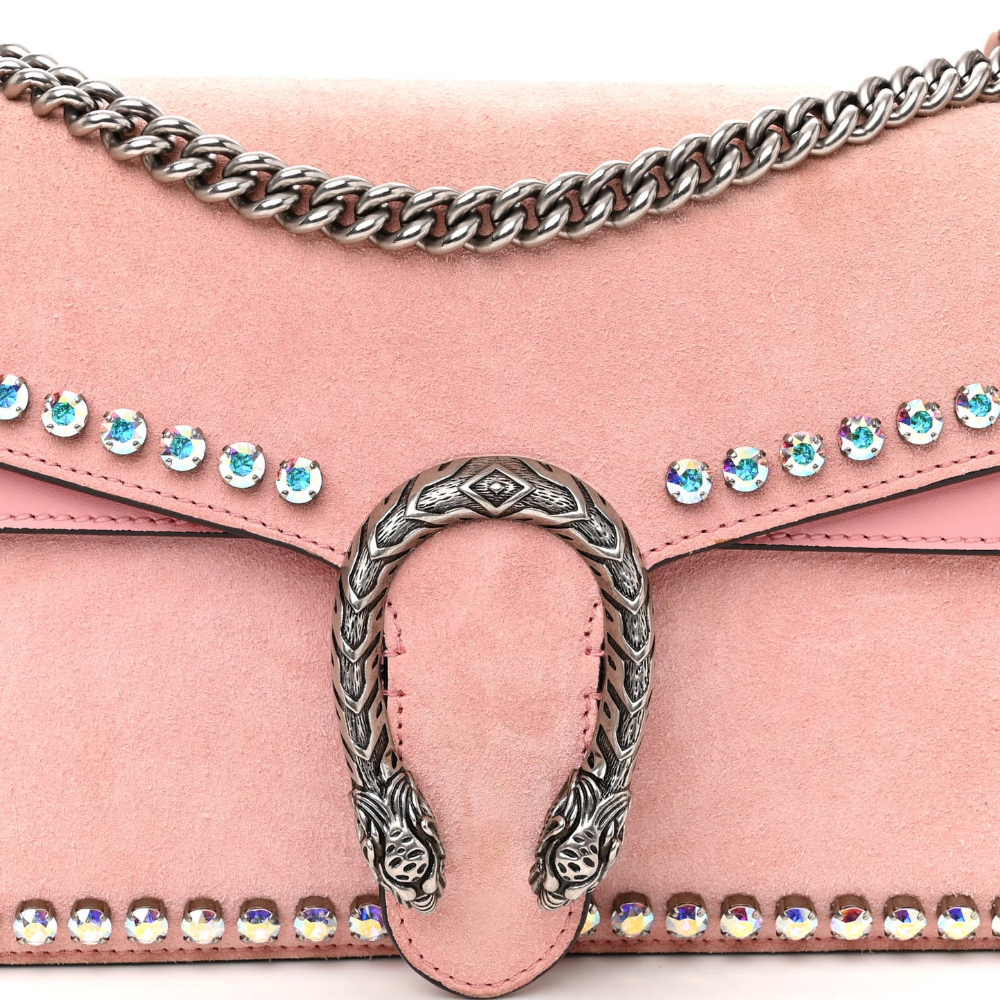 Suede Crystal Small Dionysus Shoulder Bag Peonia