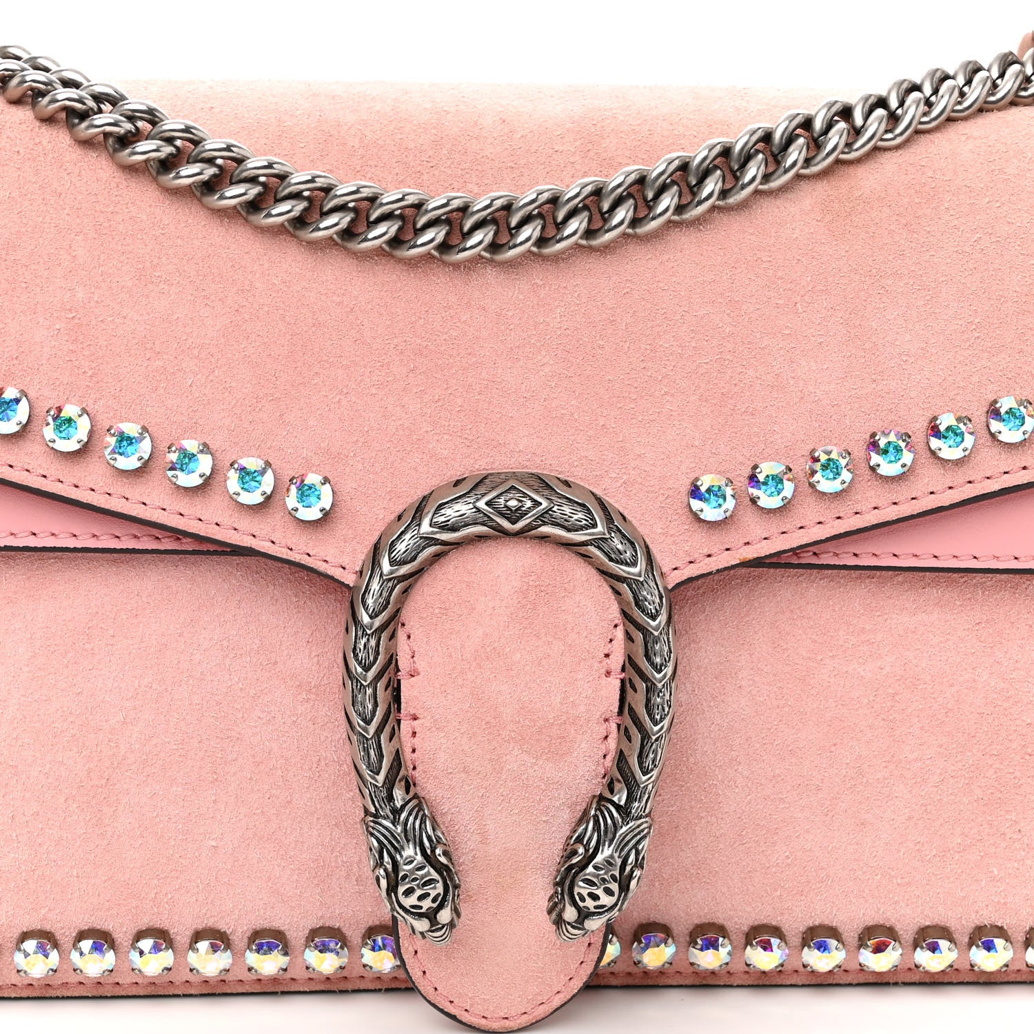 Gucci Suede Crystal Small Dionysus Shoulder Bag Peonia 8 of 10
