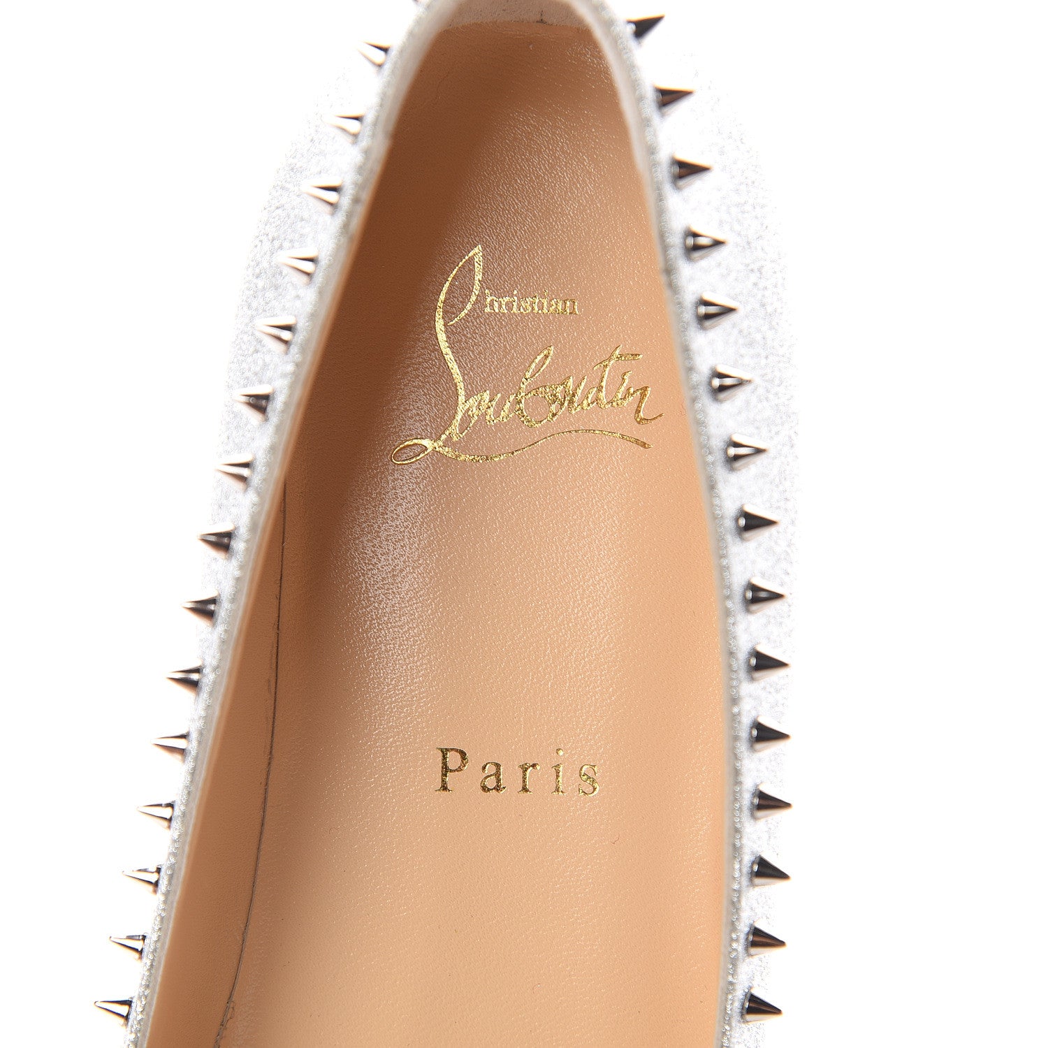 Christian Louboutin Mini Glitter Anjalina Flats 38 Silver 5 of 7