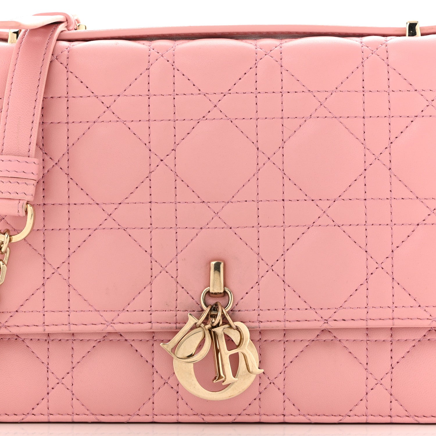 Christian Dior Lambskin Cannage My Dior Top Handle Bag Old Rose