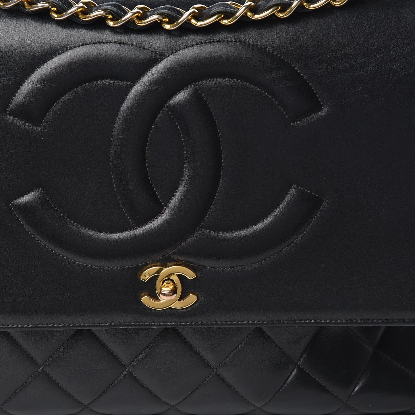 Lambskin Quilted XL Jumbo Single Flap Black