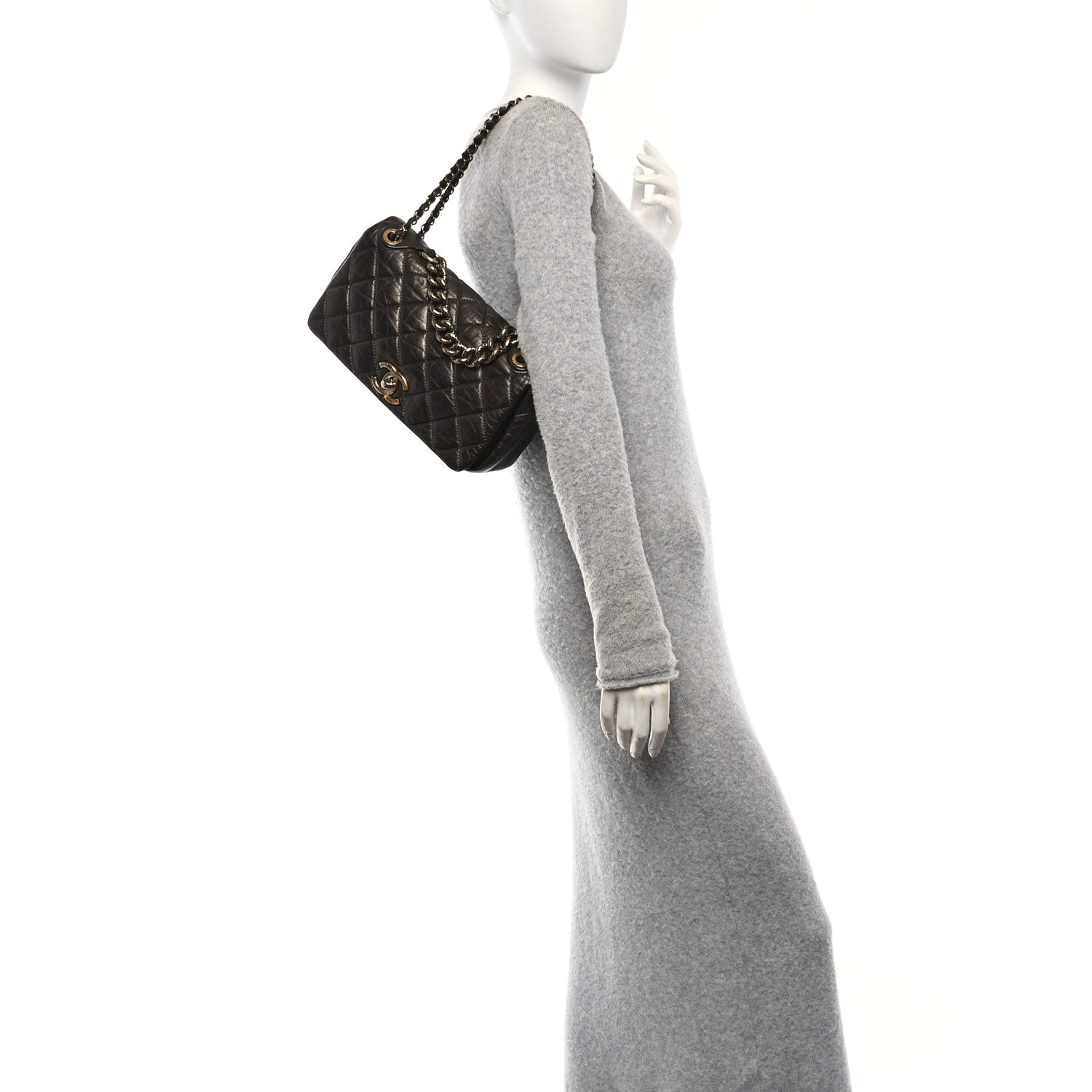 Chanel Metallic Aged Calfskin Quilted Medium Pondichery Flap Bronze 2 of 9