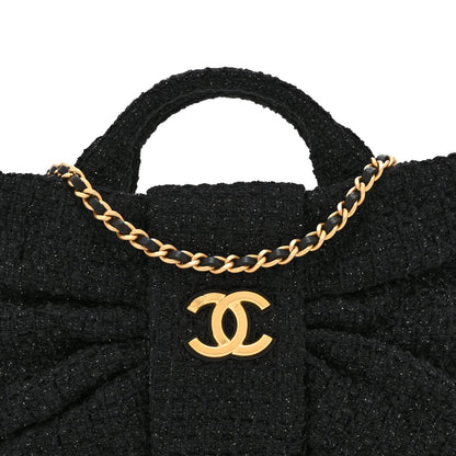 Chanel Tweed Quilted Mini Bow Bag Black 8 of 10