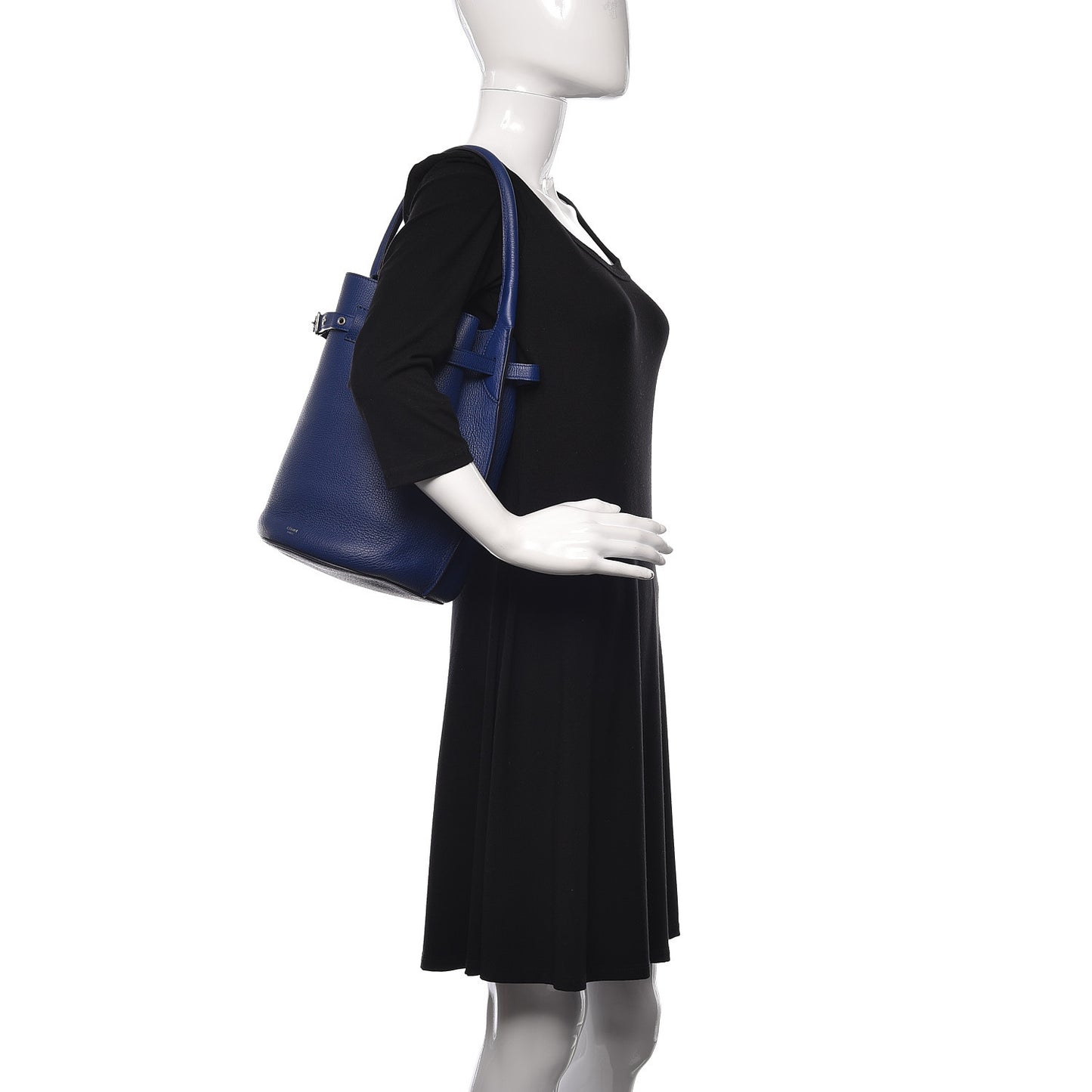 Supple Grained Calfskin Big Bag Bucket Cobalt
