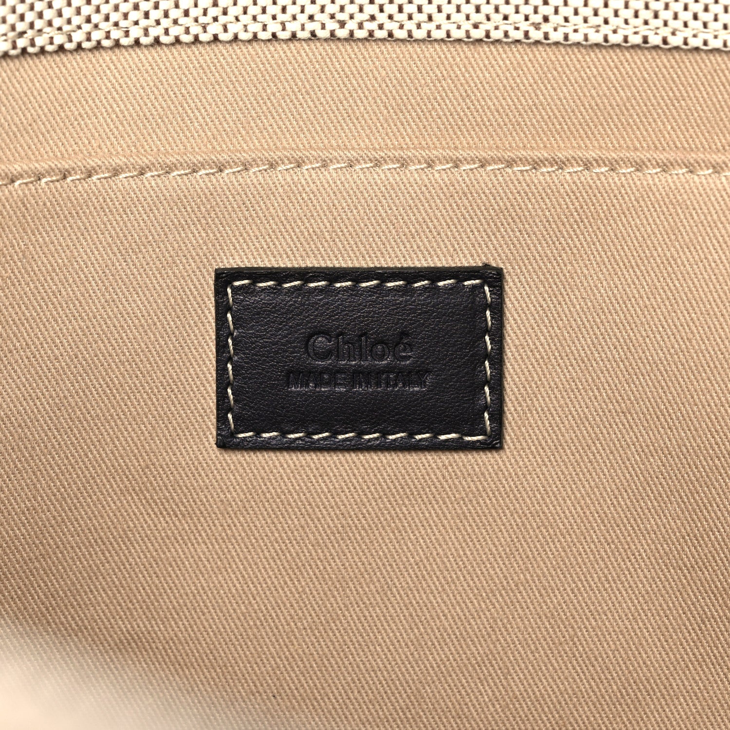 Chloe Cotton Calfskin Large Woody Ribbon Tote White Blue 6 of 12