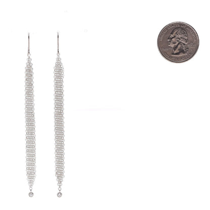 Tiffany Sterling Silver Diamond Elsa Peretti Mesh Tassel Earrings 2 of 5