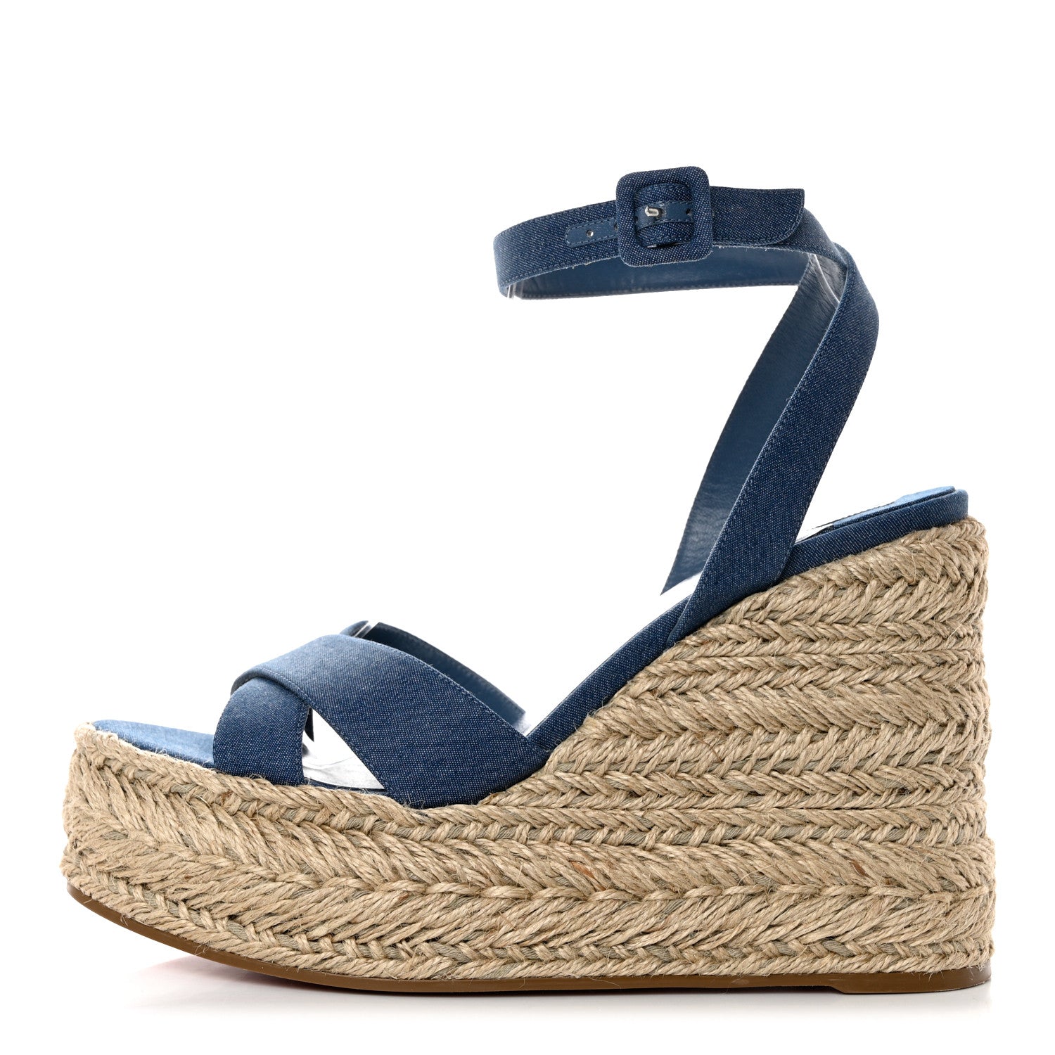 Christian Louboutin Denim Mariza Zeppa 130 Wedge Sandals 40 Blue 1 of 8
