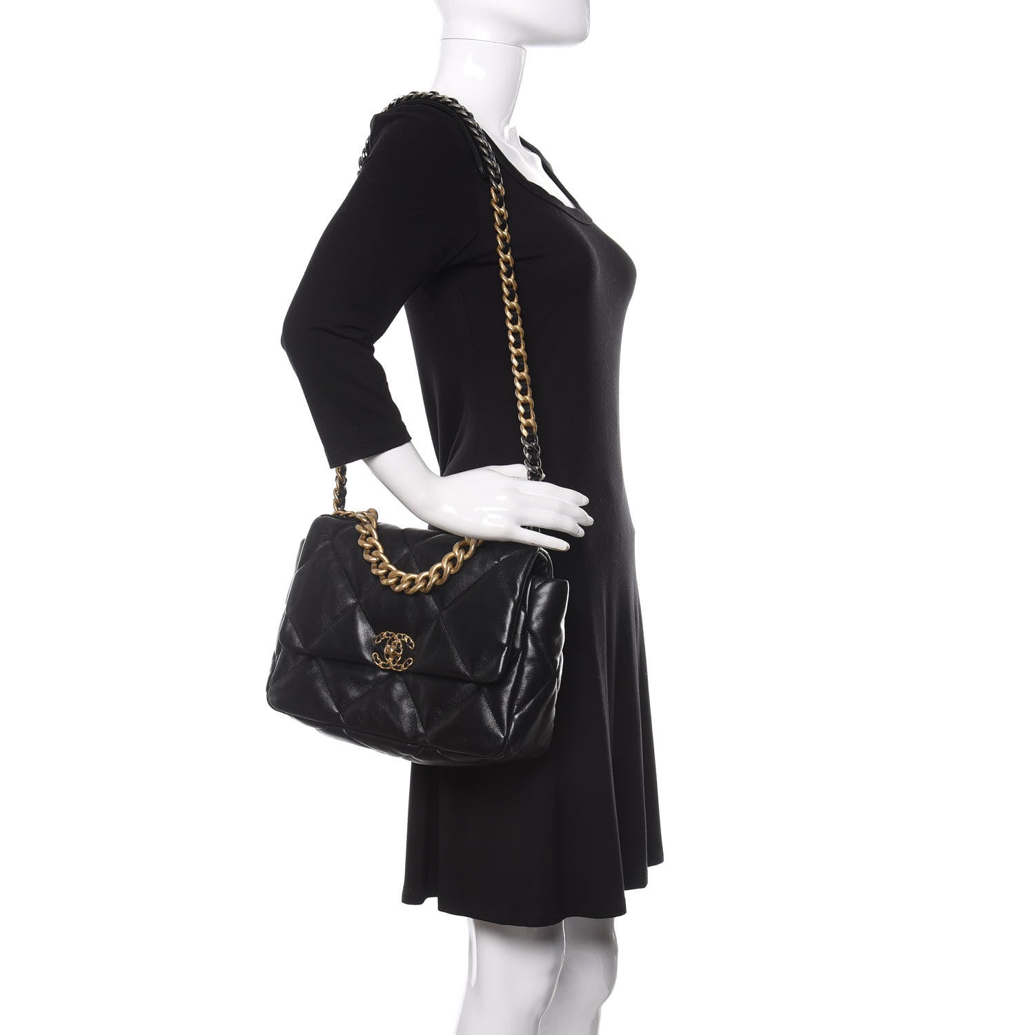 Chanel Lambskin Quilted Large 19 Flap Black 2 of 11