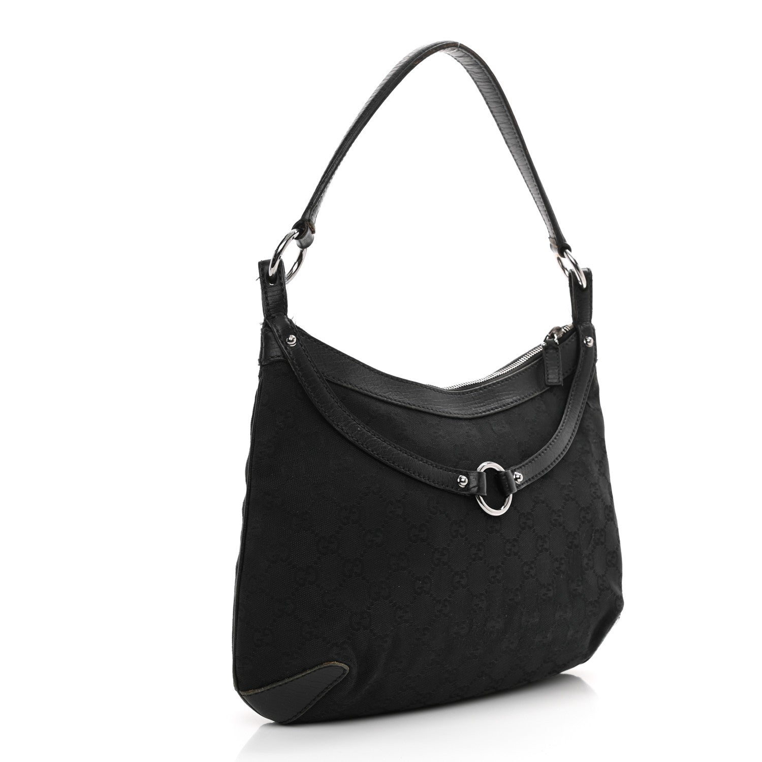 Gucci Monogram Horsebit Hobo Black 4 of 34