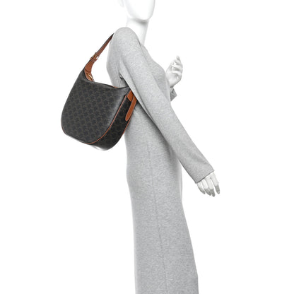 Celine Calfskin Triomphe Canvas Heloise Shoulder Bag Tan 2 of 9